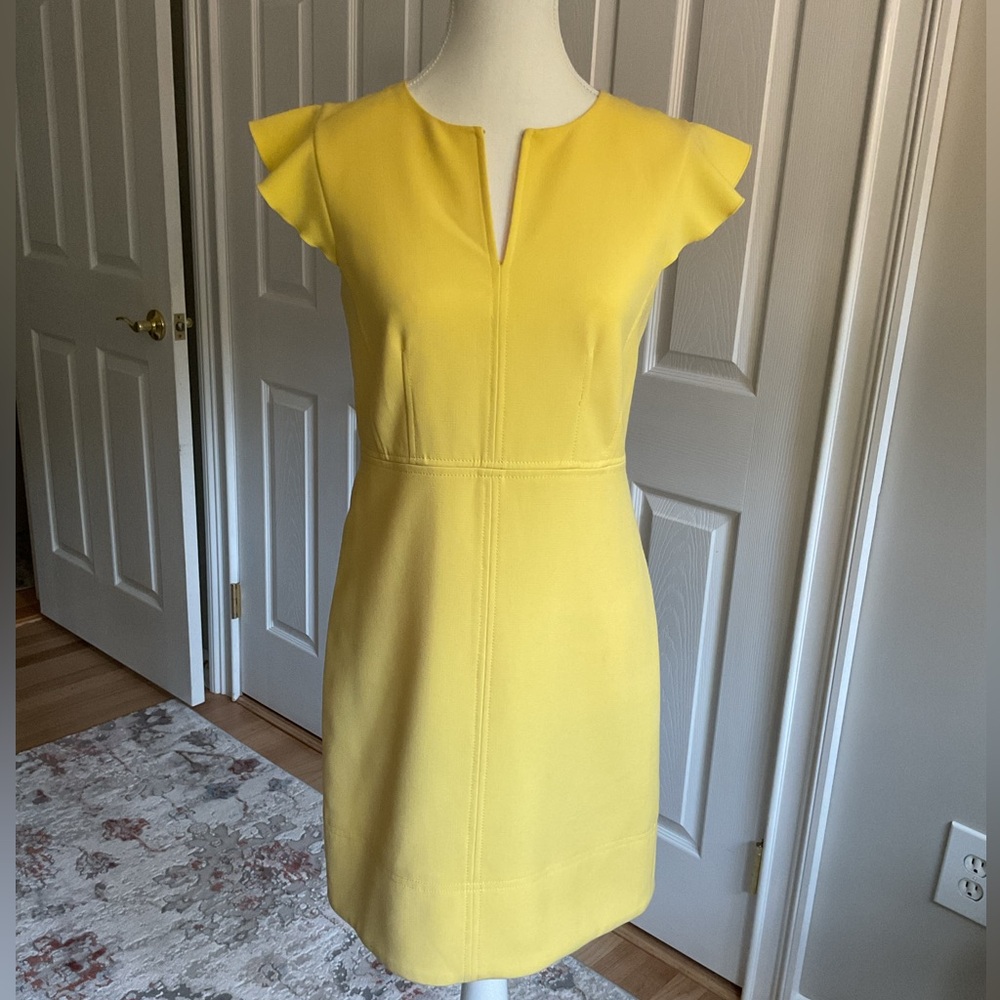 Ann Taylor Yellow Peplum Sheath Dress